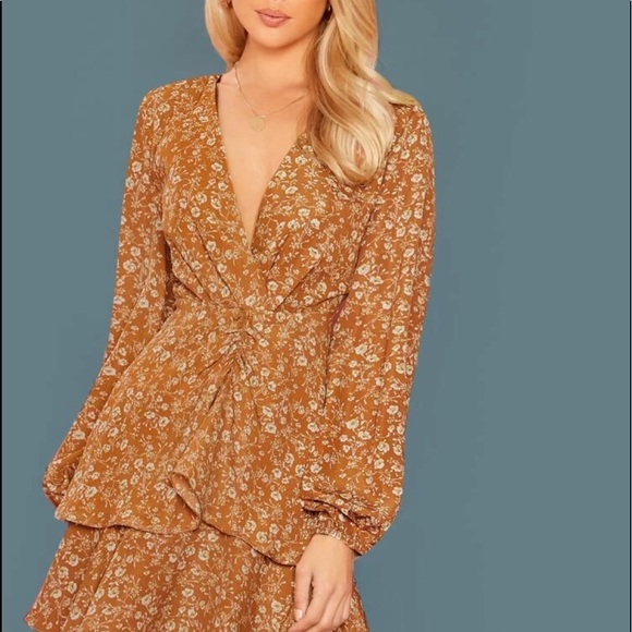 Lana.Jo Dresses & Skirts - Plunging Neck Layered Ruffle Dress